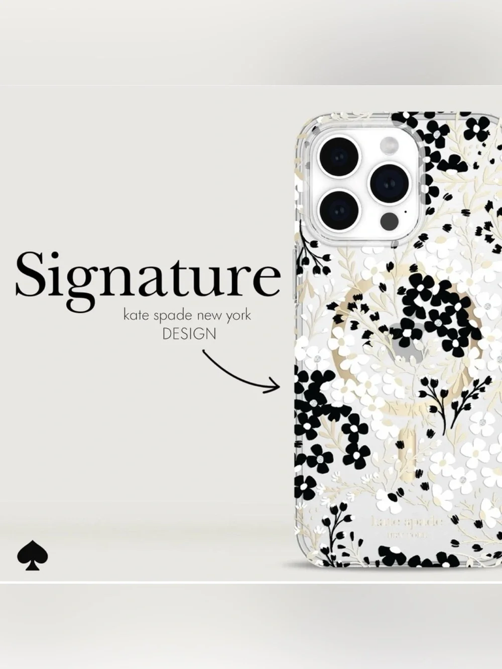 kate spade new york iPhone 14 l/15 Pro Max Multi Floral Black & White Case~NEW